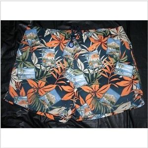 Nautica Men's Swim Trunks Shorts Swimwear‎ Tropical Floral Hawaiian Size 1X